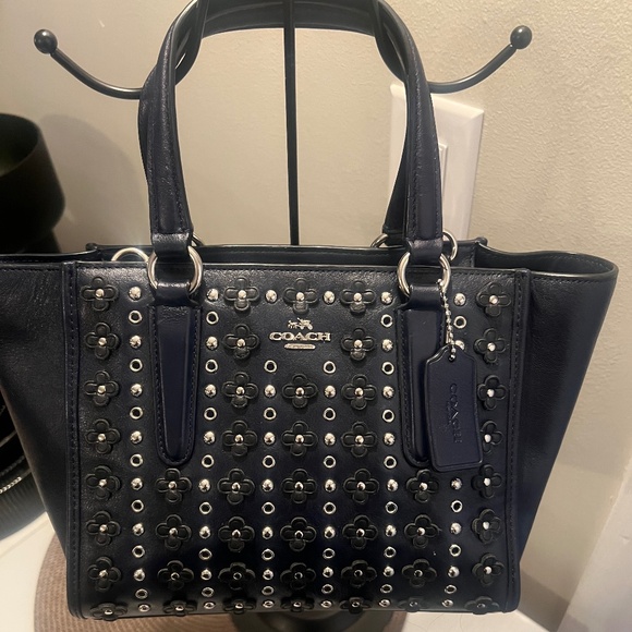 Coach Blue Swagger Bag with Floral Detail (includes shoulder strap) - Picture 1 of 9